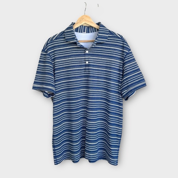 lululemon athletica Other - Lululemon Men's Propel Striped Polo Athletic Shirt in Blue White Stripe